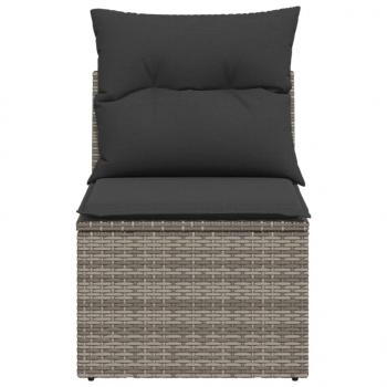 Gartensofa ohne Armlehnen mit Kissen Grau Poly Rattan