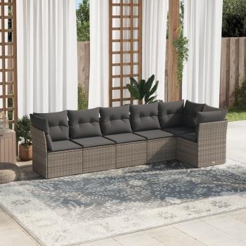 ARDEBO.de - 6-tlg. Garten-Sofagarnitur mit Kissen Grau Poly Rattan