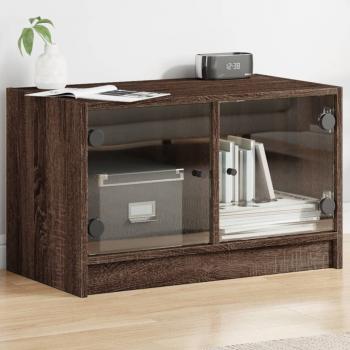 ARDEBO.de - TV-Schrank mit Glastüren Braun Eichen-Optik 68x37x42 cm