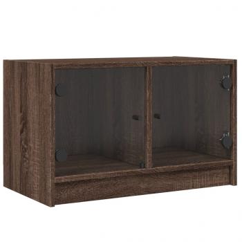 TV-Schrank mit Glastüren Braun Eichen-Optik 68x37x42 cm