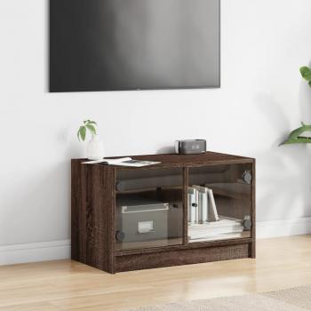 TV-Schrank mit Glastüren Braun Eichen-Optik 68x37x42 cm