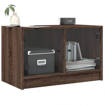 TV-Schrank mit Glastüren Braun Eichen-Optik 68x37x42 cm