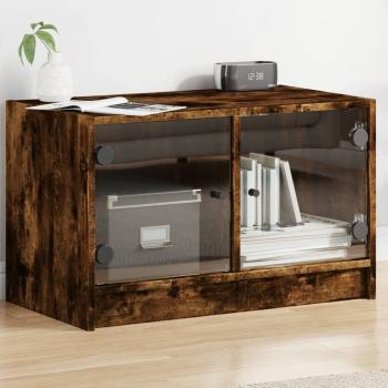 ARDEBO.de - TV-Schrank mit Glastüren Räuchereiche 68x37x42 cm