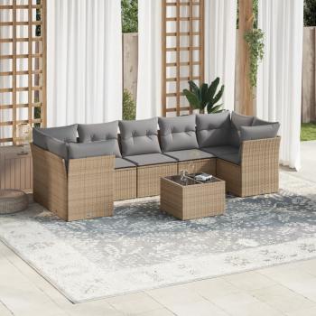 ARDEBO.de - 8-tlg. Garten-Sofagarnitur mit Kissen Beige Poly Rattan