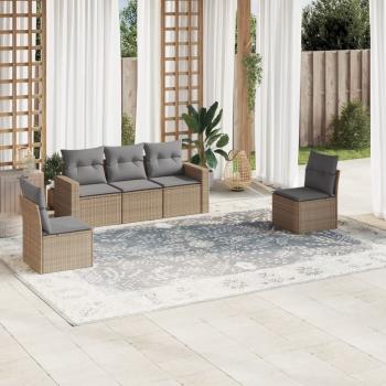 ARDEBO.de - 5-tlg. Garten-Sofagarnitur mit Kissen Beige Poly Rattan