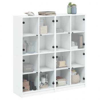 Bücherschrank mit Türen Weiß 136x37x142 cm Holzwerkstoff