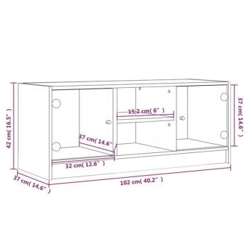 TV-Schrank mit Glastüren Räuchereiche 102x37x42 cm