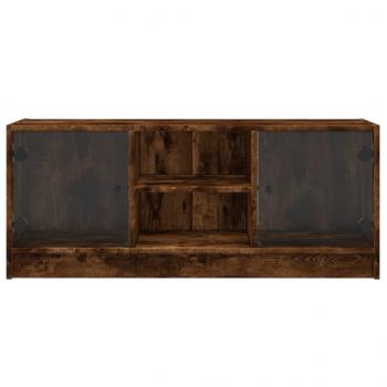 TV-Schrank mit Glastüren Räuchereiche 102x37x42 cm