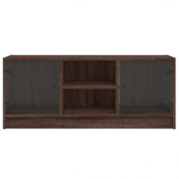 TV-Schrank mit Glastüren Braun Eichen-Optik 102x37x42 cm