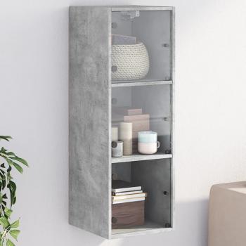 ARDEBO.de - Wandschrank mit Glastüren Betongrau 35x37x100 cm