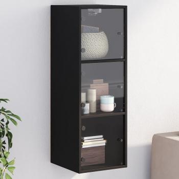 ARDEBO.de - Wandschrank mit Glastüren Schwarz 35x37x100 cm