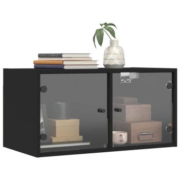 Wandschrank mit Glastüren Schwarz 68,5x37x35 cm