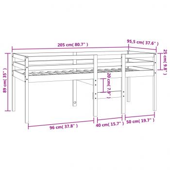 Hochbett Wachsbraun 90x200 cm Massivholz Kiefer