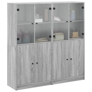 Bücherschrank mit Türen Grau Sonoma 136x37x142 cm Holzwerkstoff