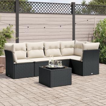 ARDEBO.de - 6-tlg. Garten-Sofagarnitur mit Kissen Schwarz Poly Rattan