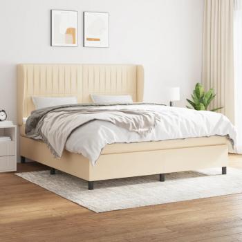 ARDEBO.de - Boxspringbett mit Matratze Creme 160x200 cm Stoff