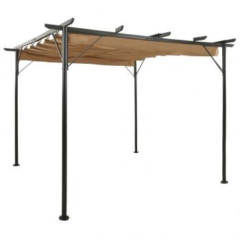 ARDEBO.de - Pergola mit Ausziehbarem Dach Taupe 3x3 m Stahl 180 g/m²