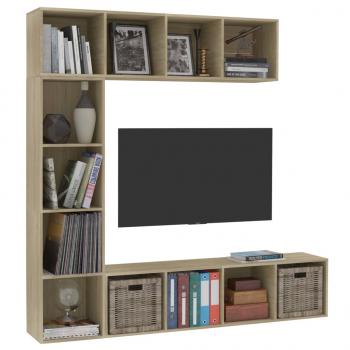 3-tlg. Bücher-/TV-Schrank Set Sonoma-Eiche 1180x30x180 cm