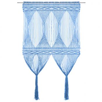 ARDEBO.de - Makramee Vorhang Blau 140x240 cm Baumwolle