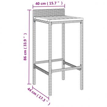 3-tlg. Gartenbar-Set Schwarz Poly Rattan & Massivholz Akazie