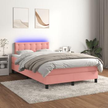 Boxspringbett mit Matratze & LED Rosa 120x190 cm Samt