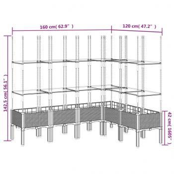 Pflanzkübel mit Rankgitter Weiß 160x120x142,5 cm PP