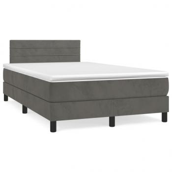 ARDEBO.de - Boxspringbett mit Matratze Dunkelgrau 120x190 cm Samt