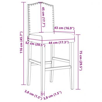 Barstühle 2 Stk. Massivholz Gummibaum und Stoff