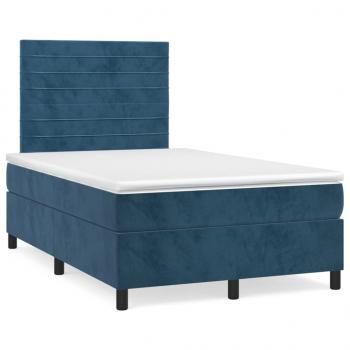 ARDEBO.de - Boxspringbett mit Matratze Dunkelblau 120x190 cm Samt