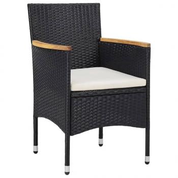 5-tlg. Bistro-Set Poly-Rattan und Massivholz Schwarz