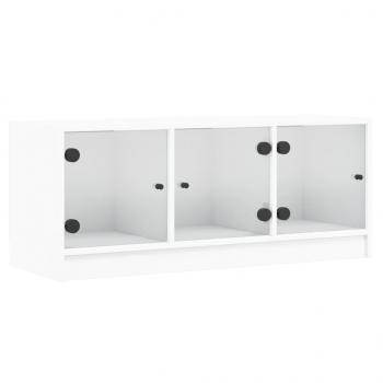 TV-Schrank mit Glastüren Weiß 102x37x42 cm