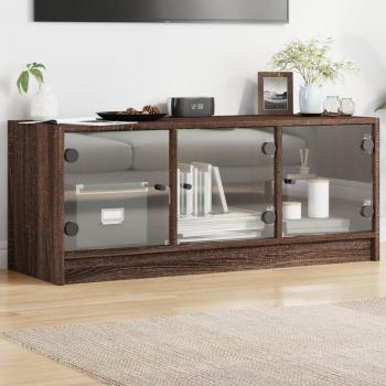 ARDEBO.de - TV-Schrank mit Glastüren Braun Eichen-Optik 102x37x42 cm