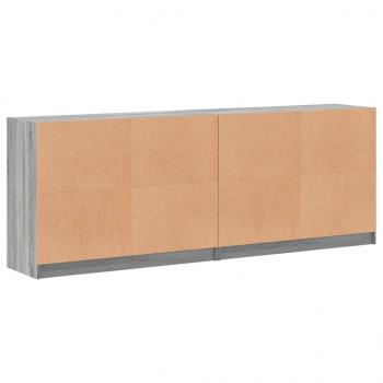 Bücherschrank mit Türen Grau Sonoma 204x37x75 cm Holzwerkstoff