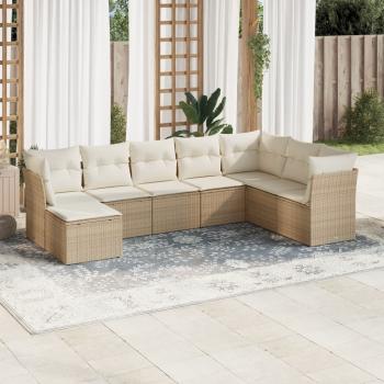 ARDEBO.de - 8-tlg. Garten-Sofagarnitur mit Kissen Beige Poly Rattan