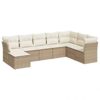 8-tlg. Garten-Sofagarnitur mit Kissen Beige Poly Rattan