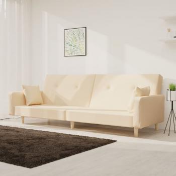 ARDEBO.de - Schlafsofa 2-Sitzer mit 2 Kissen Creme Stoff