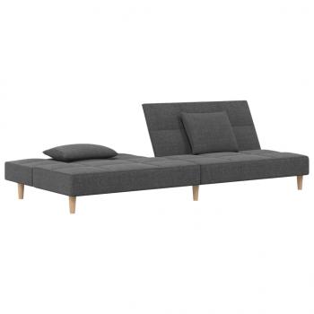 Schlafsofa 2-Sitzer mit 2 Kissen Hellgrau Stoff