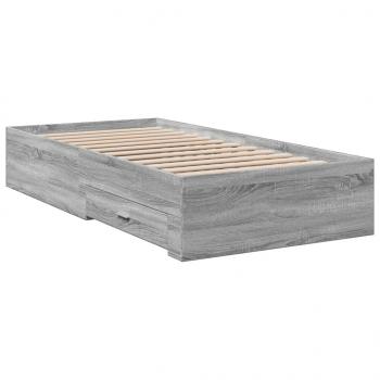 Bettgestell mit Schubladen Grau Sonoma 75x190 cm Holzwerkstoff