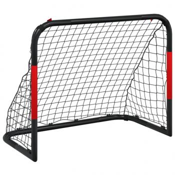 Fußballtor mit Netz Rot und Schwarz 90x48x71 cm Stahl