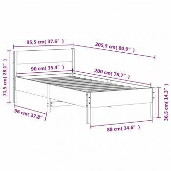 Massivholzbett ohne Matratze Weiß 90x200 cm Kiefernholz