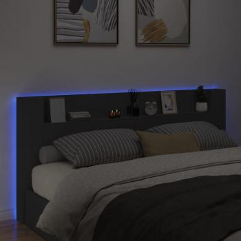 LED-Kopfteil mit Ablagen Schwarz 220x16,5x103,5 cm