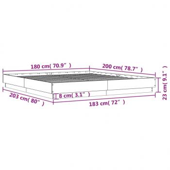 Bettgestell Sonoma-Eiche 180x200 cm Holzwerkstoff