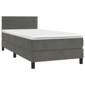 Boxspringbett mit Matratze & LED Dunkelgrau 100x200 cm Samt