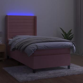 Boxspringbett mit Matratze & LED Rosa 80x200 cm Samt