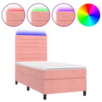 Boxspringbett mit Matratze & LED Rosa 80x200 cm Samt