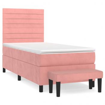 Boxspringbett mit Matratze Rosa 80x200 cm Samt