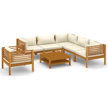 7-tlg. Garten-Lounge-Set mit Creme Kissen Massivholz Akazie