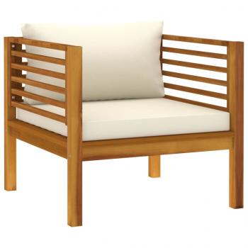 7-tlg. Garten-Lounge-Set mit Creme Kissen Massivholz Akazie