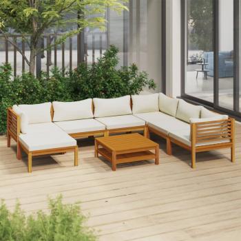 ARDEBO.de - 8-tlg. Garten-Lounge-Set mit Creme Kissen Massivholz Akazie