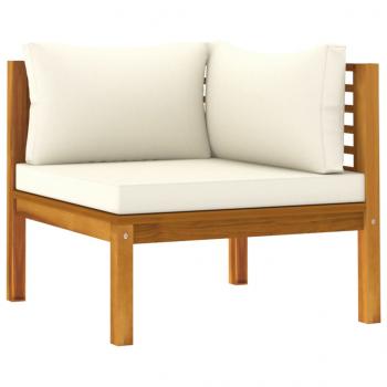 8-tlg. Garten-Lounge-Set mit Creme Kissen Massivholz Akazie